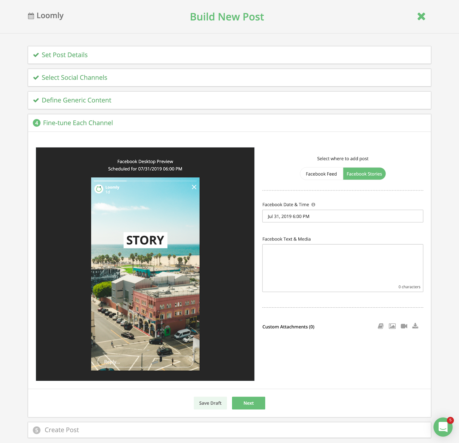 Social Media Stories Loomly Post Builder