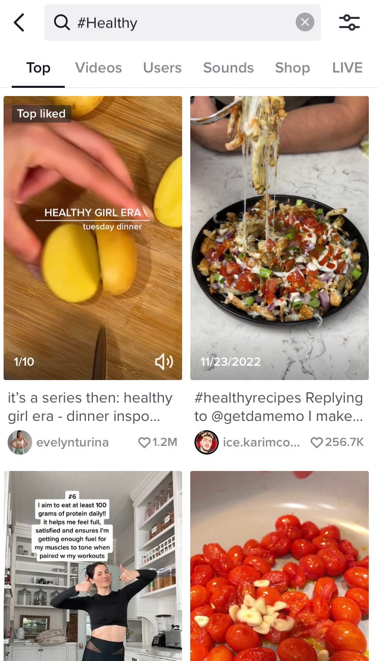 Content for tiktok keyword healthy
