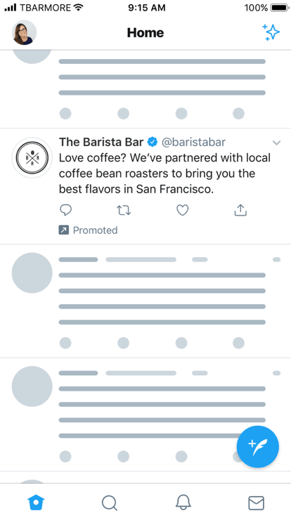A twitter sponsored post as it appears in feed.