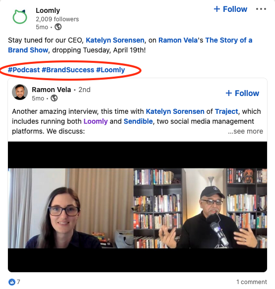 Hashtags on Linkedin