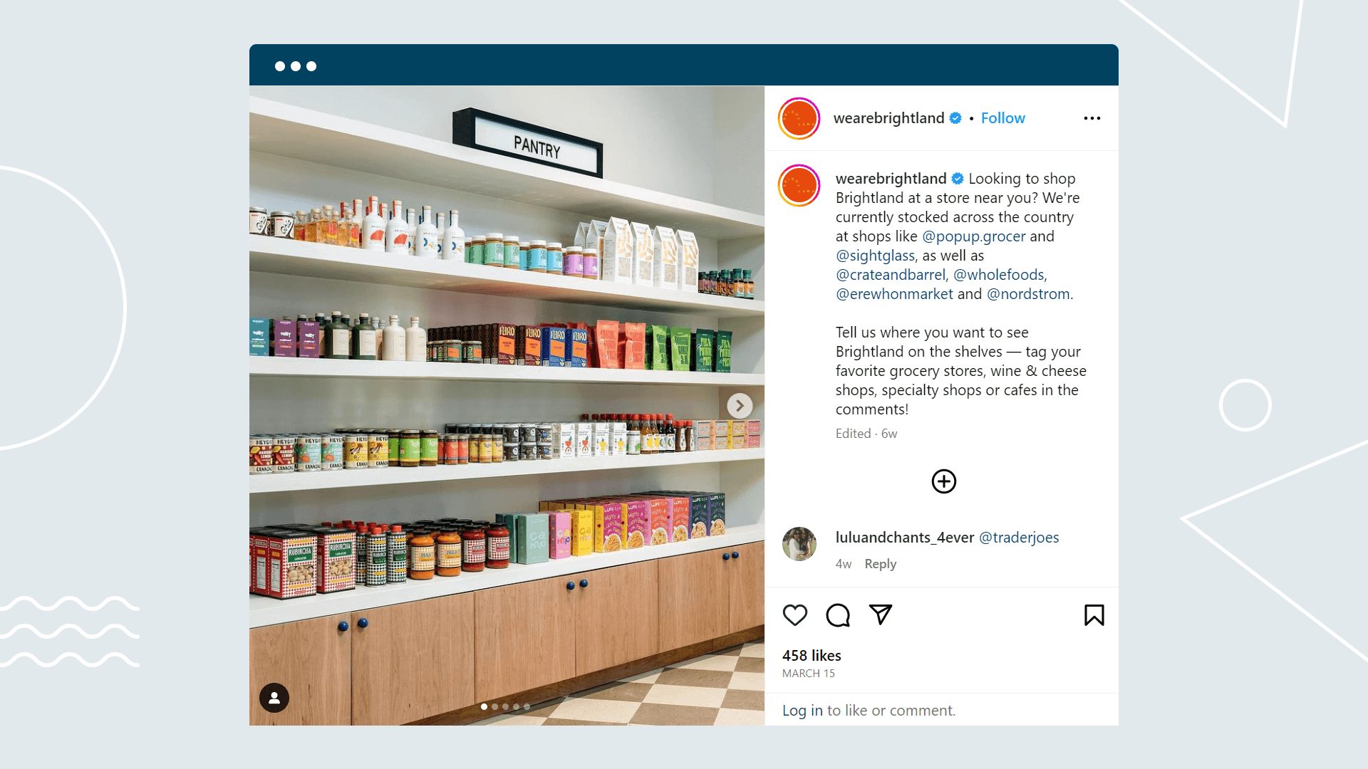 Example Instagram post of the Brightland brand
