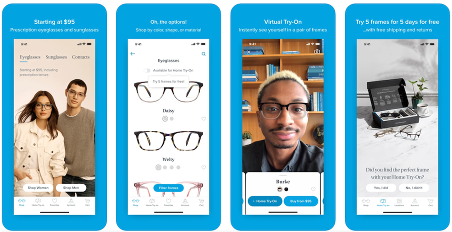 augmented reality warby parker virtual try-on app
