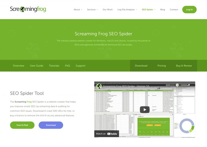 Screaming Frog website crawler