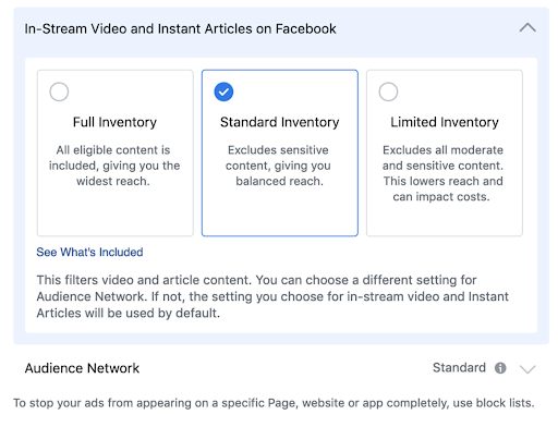 brand safety facebook options