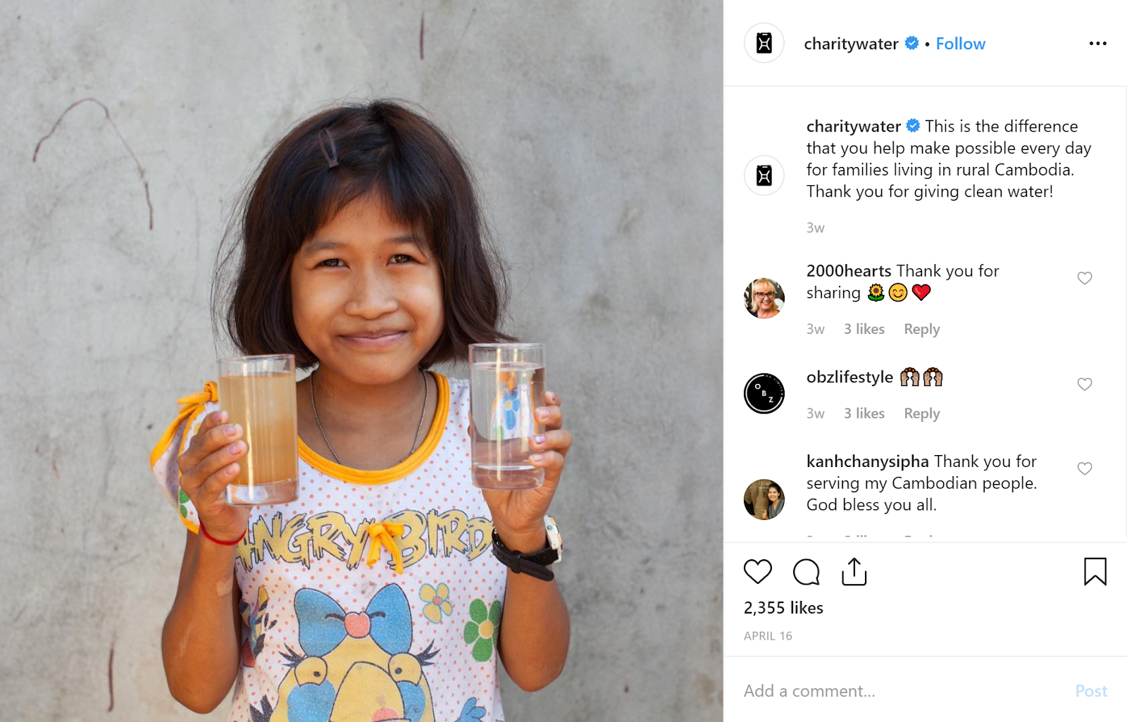brand storytelling charity water example