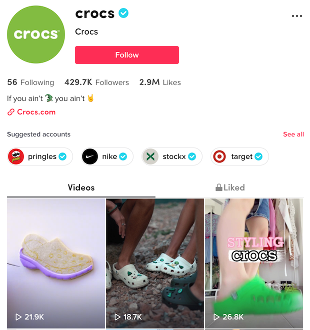 Crocs TikTok Creator Profile