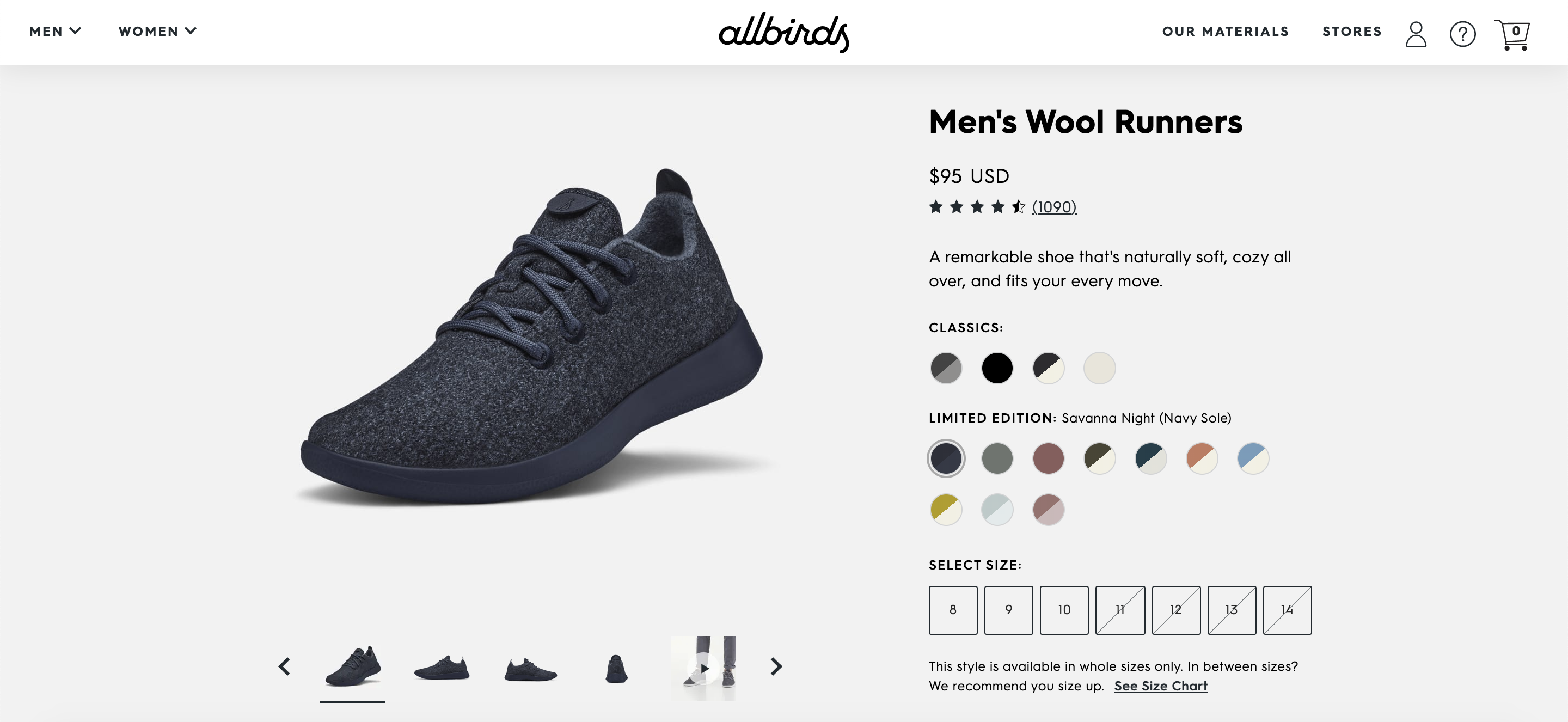direct-to-consumer brands allbirds example product page