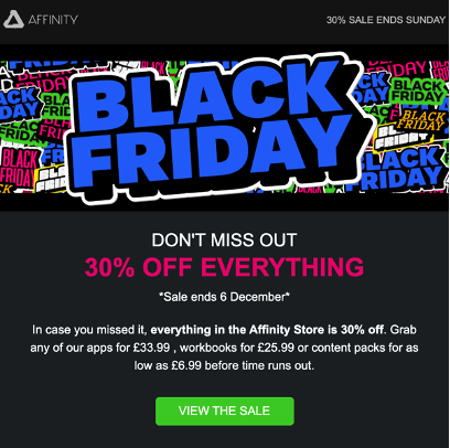 email marketing campaign type affinity black friday