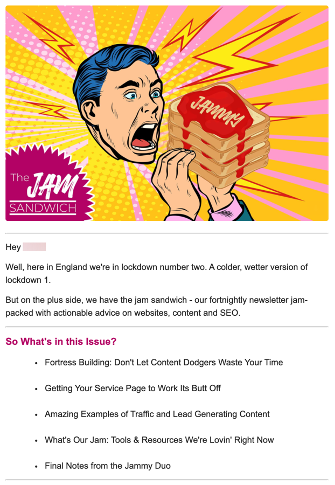 email marketing campaign type the jam sandwich