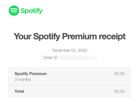 email marketing receipt email spotify example