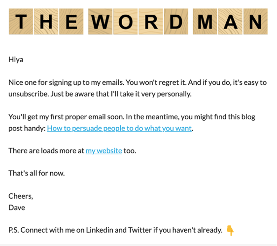 email marketing welcome email new subscriber the wordman