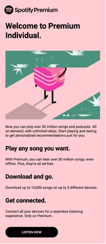 email marketing welcome email spotify example