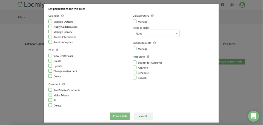 enterprise social media management loomly custom roles