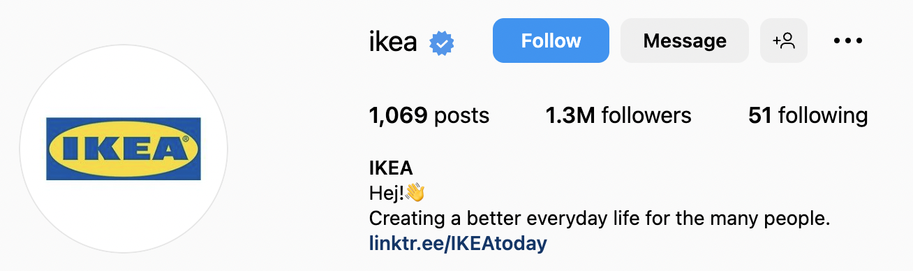 Screenshot of Ikea's Instagram account