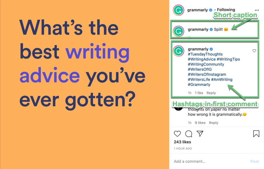 instagram marketing grammarly hashtags