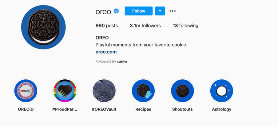 instagram marketing oreos story highlights
