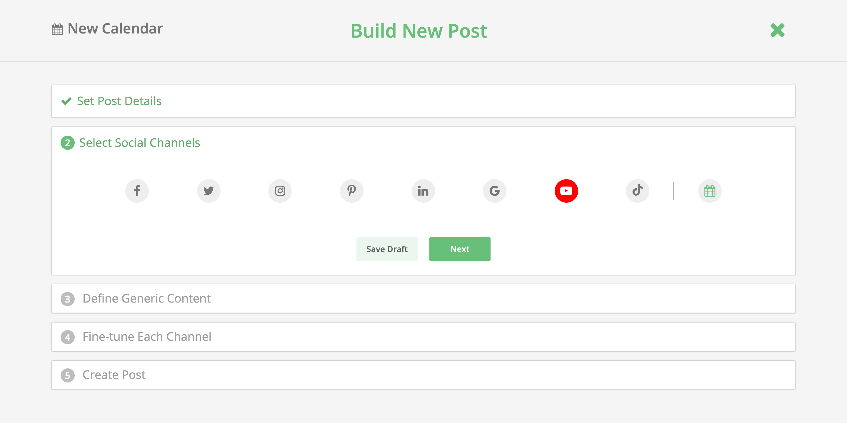 loomly x youtube integration post builder social channel selection