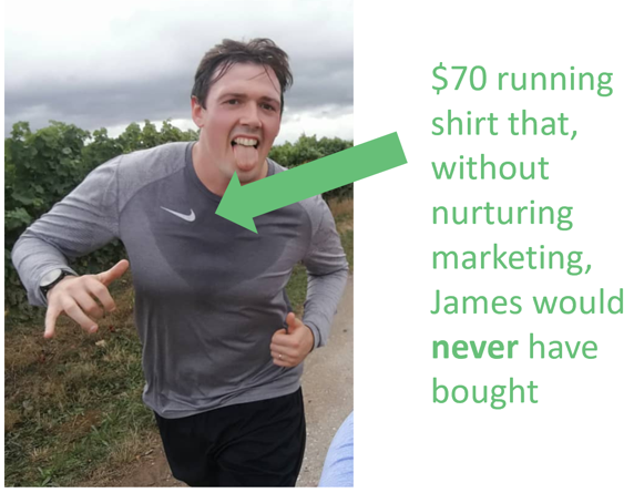 nurturing marketing nike example running shirt james