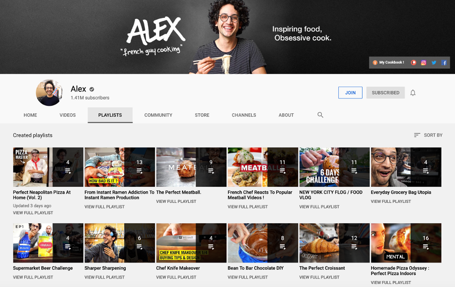 serialized content playlists alex french guy cooking