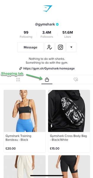 Shoppable product on TikTok