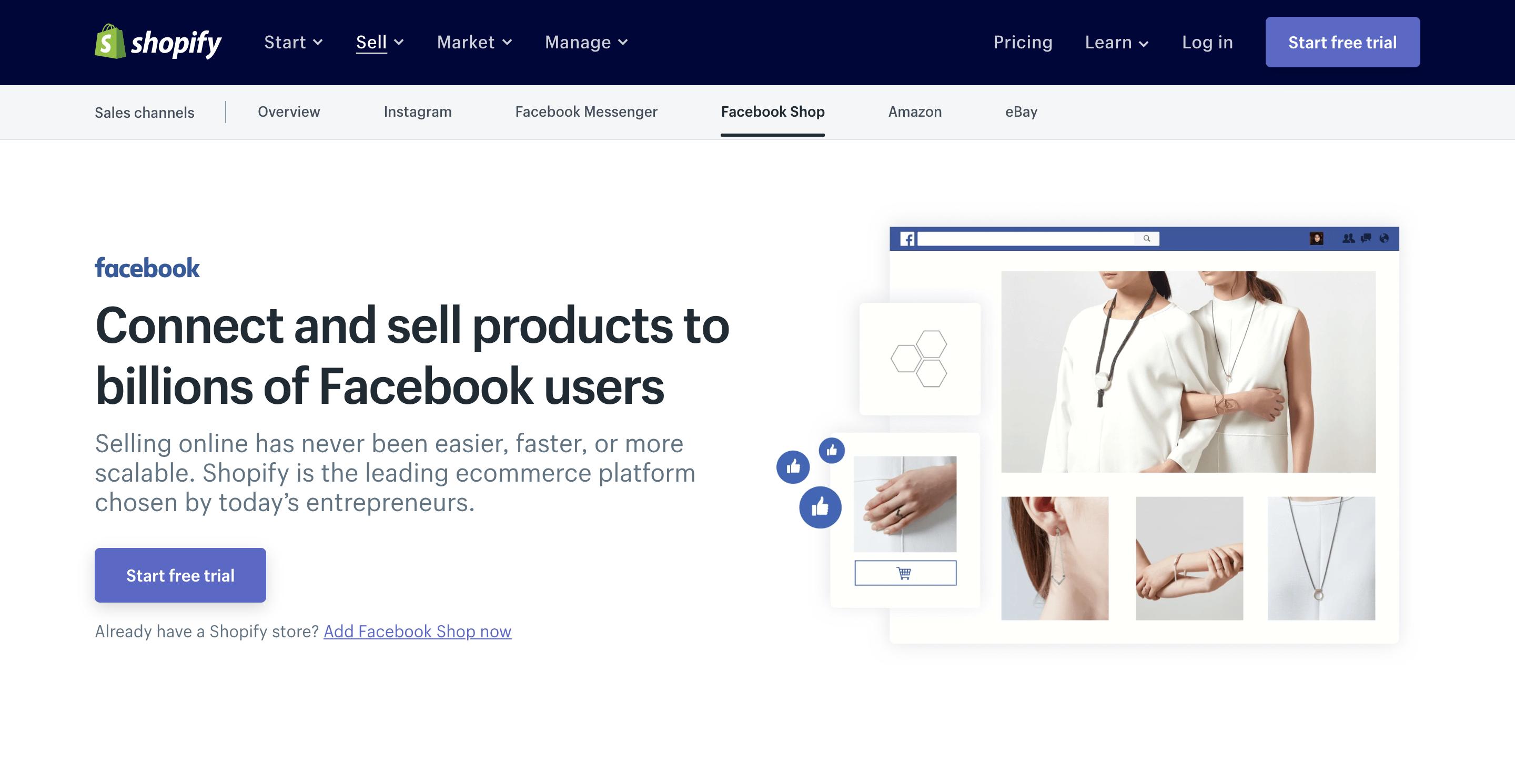 social commerce shopify facebook store