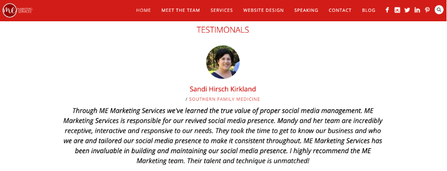 social media consulting build credibility client testimonials