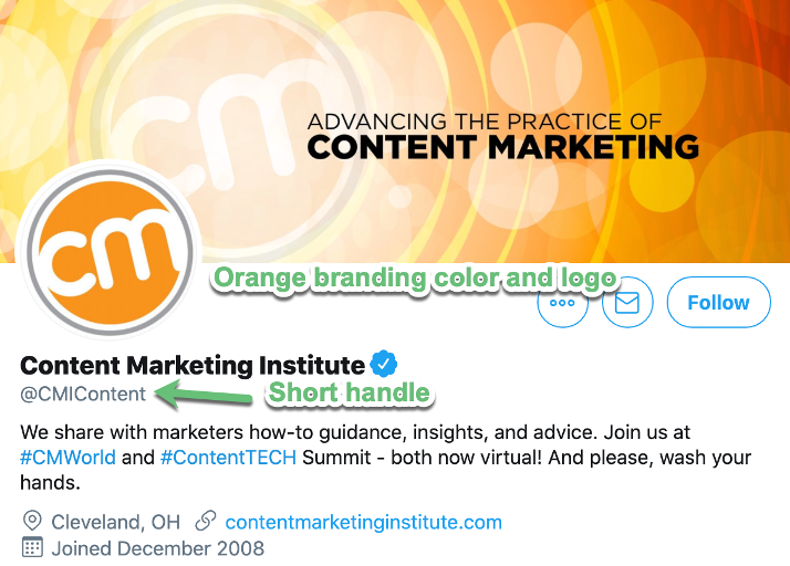 twitter marketing content marketing institute username handle