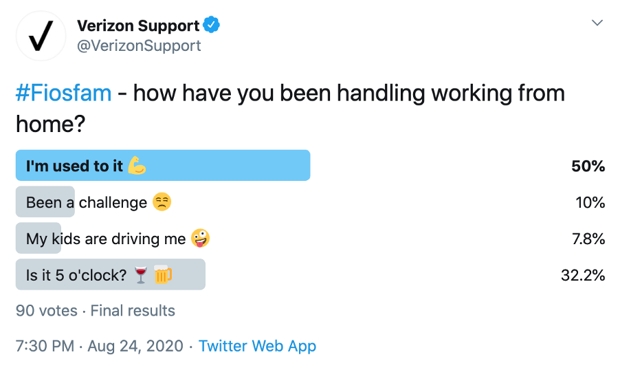 twitter marketing verizon support completed poll
